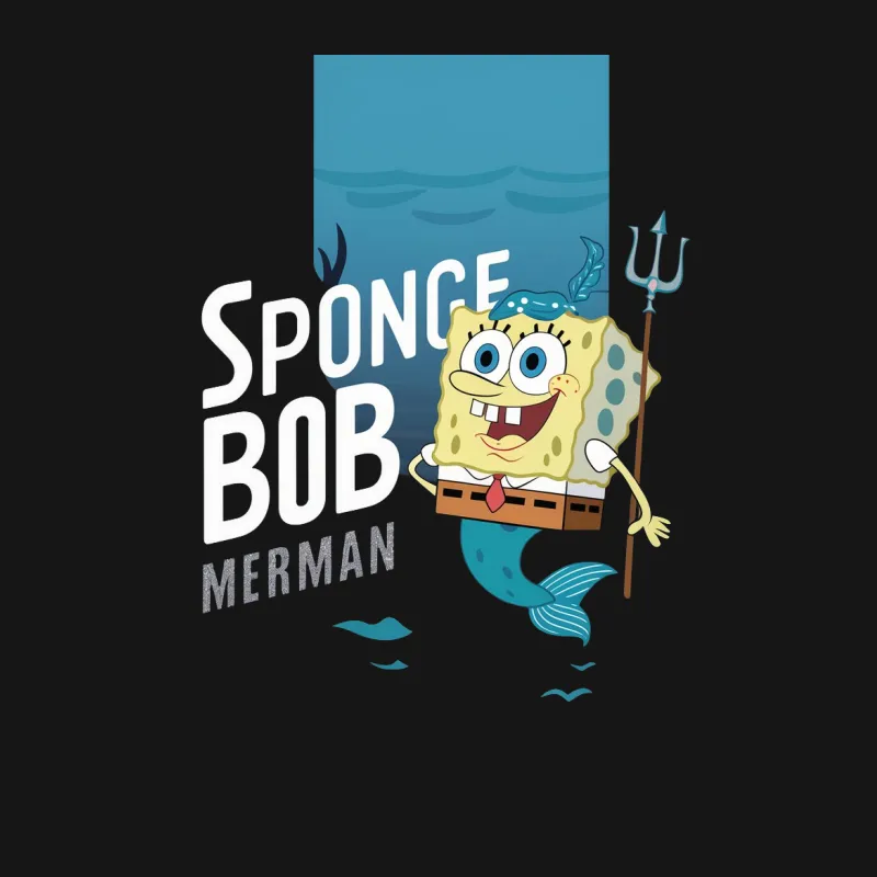 SpongeBob Merman T-Shirt, Cartoon Character Tee, Kids and Adult Sizes Available Male T-Shirt