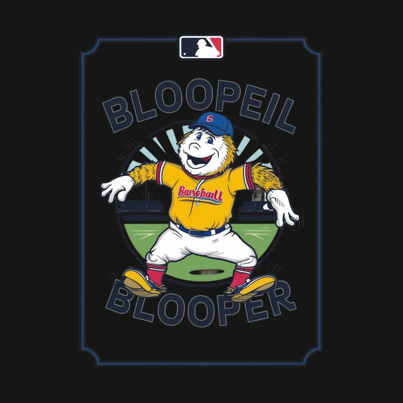 Fun Blooper Baseball Mascot T-Shirt, Unique Sports Fan Gift, Colorful Cartoon Apparel Female T-Shirt