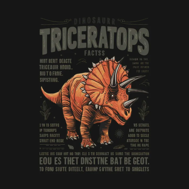 Vintage Dinosaur Facts T-Shirt, Triceratops Graphic Tee, Fun Educational Dinosaur Shirt for All Ages Female T-Shirt