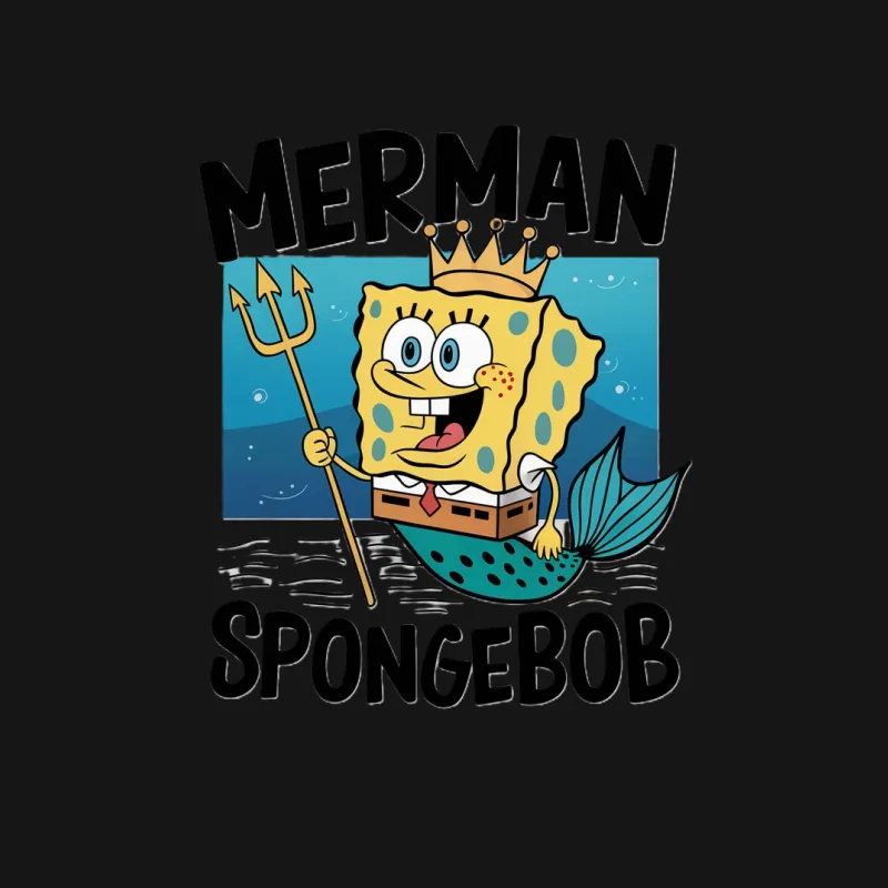 Merman SpongeBob T-Shirt, Cartoon King of Ocean, Fun Underwater Adventure Tee for All Ages Female T-Shirt