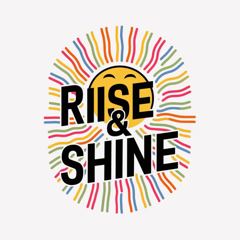 Rise and Shine Colorful Smile T-Shirt, Happy Face Graphic Tee, Unisex T-Shirt for All Ages Male T-Shirt