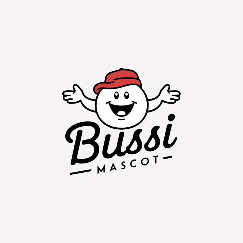 Happy Bussi Mascot T-Shirt, Cute Cartoon Character Shirt, Red Hat Smile Tee Male T-Shirt