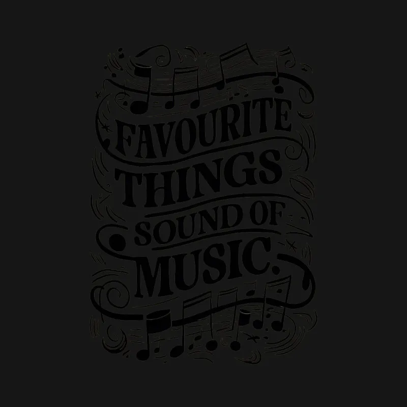 Favourite Things Sound of Music T-Shirt, Musical Note Graphic Tee, Black and White Art Design, Unisex Fashion Shirt Female T-Shirt