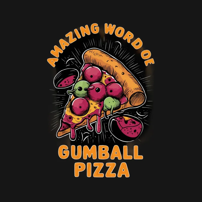 Amazing World of Gumball Pizza T-Shirt, Colorful Cartoon Graphic Tee, Unisex Male T-Shirt