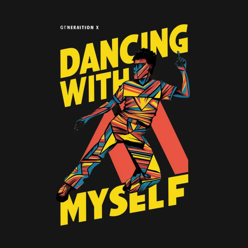 Generation X Dancing With Myself T-Shirt, Colorful Retro Graphic Tee, Vibrant Pop Art Dance Shirt Male T-Shirt