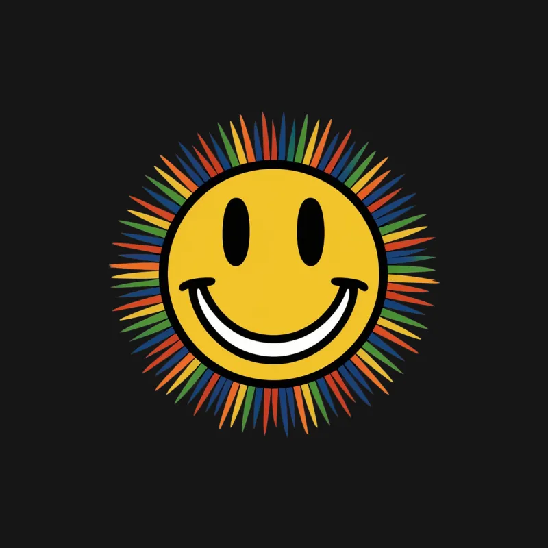 Colorful Smiley Face T-Shirt, Unisex Happy Face Tee, Bright Radiant Smiley Graphic Shirt Female T-Shirt