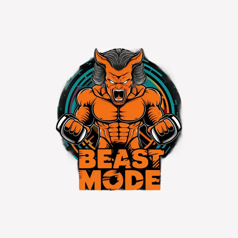 Beast Mode Gym T-Shirt, Orange Black Fitness Shirt, Motivational Workout Tee, Bodybuilding Apparel, Men's Gym Wear Male T-Shirt