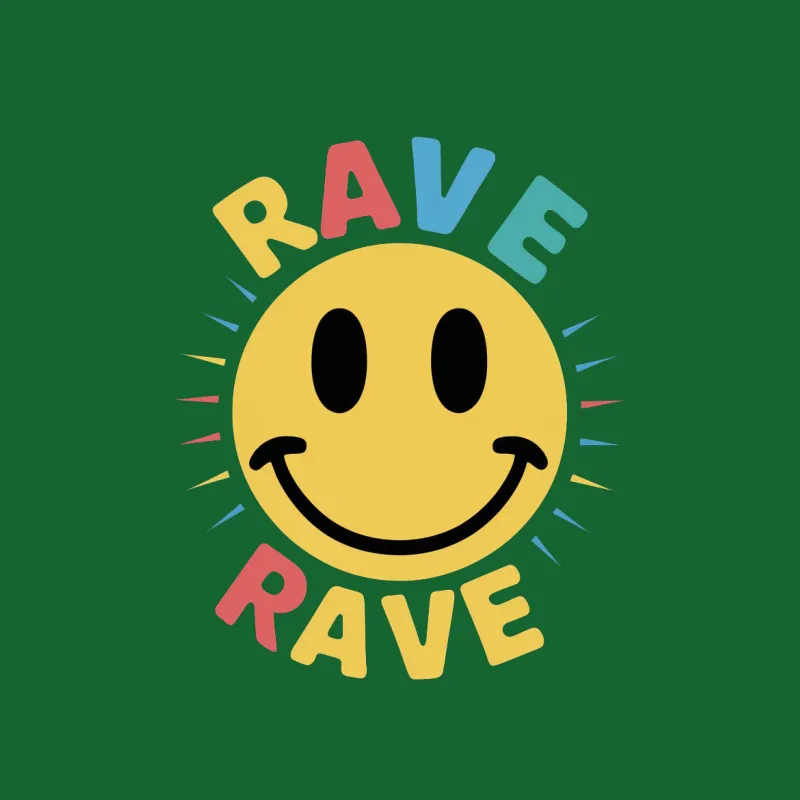 Rave Smile Face T-Shirt, Colorful Happy Smiley Tee, Unisex Party Shirt, Bright Casual Apparel Female T-Shirt