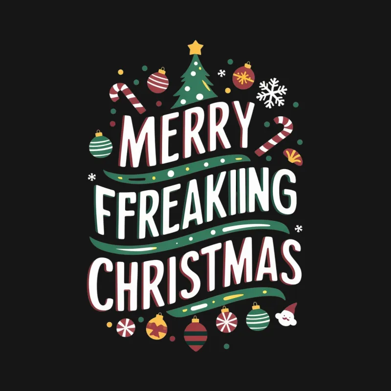 Merry Freaking Christmas T-Shirt, Funny Holiday Tee, Festive Christmas Tree Design, Unisex Shirt Male T-Shirt