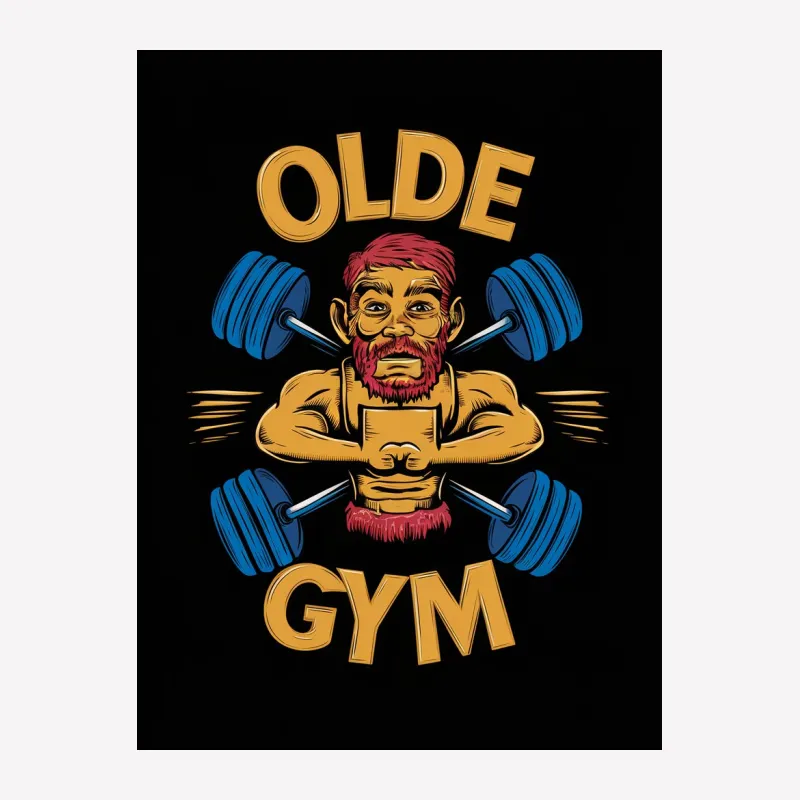 Vintage Muscle Man Gym T-Shirt, Olde Gym Retro Fitness Graphic Tee, Bodybuilding Workout Shirt Male T-Shirt