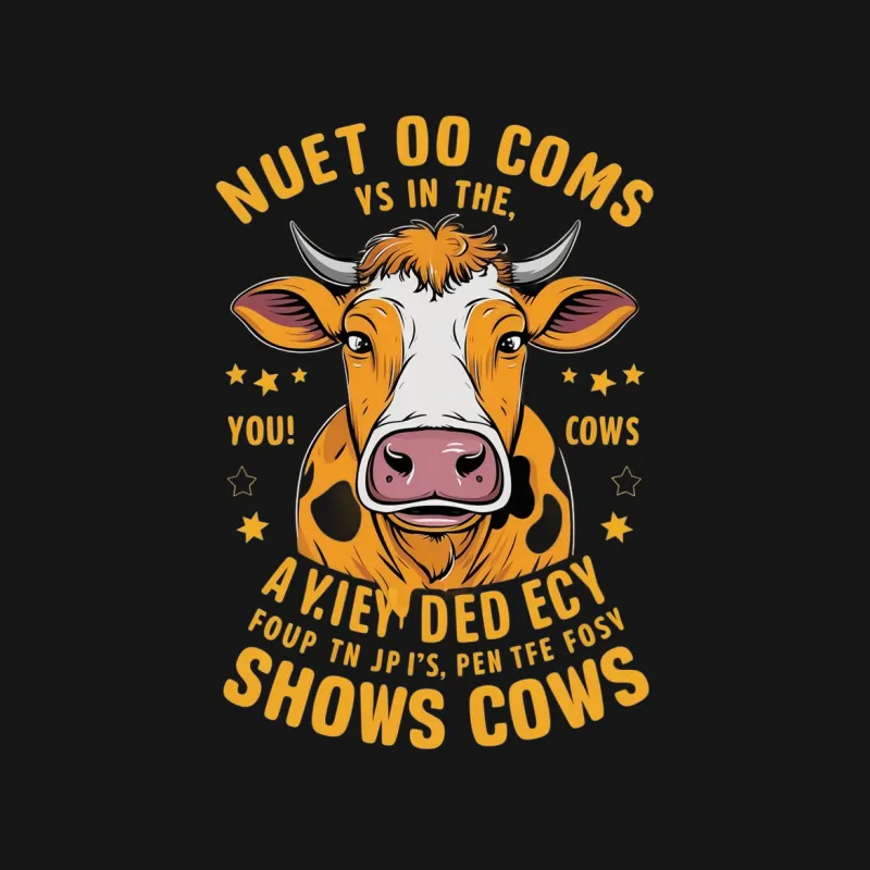 Cow Graphic T-Shirt, Funny Cow Face with Text Slogan, Unisex Casual Shirt Male T-Shirt