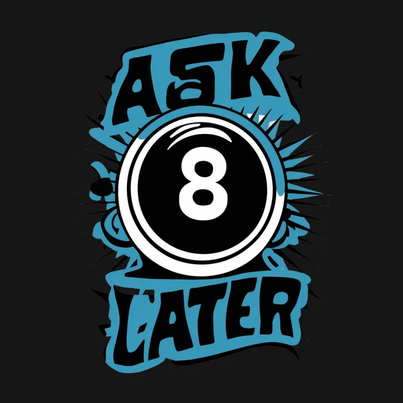 Ask 8 Ball T-Shirt, Bold Magic Eight Ball Design, Unisex Tee, Blue Splash Graphic Male T-Shirt