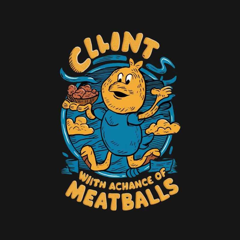 Clint With a Chance of Meatballs Fun Cartoon T-Shirt, Colorful Graphic Tee for All Ages Male T-Shirt