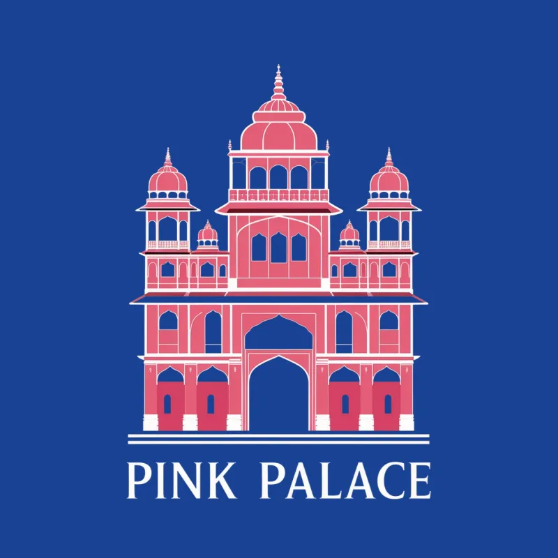 Pink Palace Graphic T-Shirt, Indian Architecture Inspired, Unisex Cotton Tee, Artistic Travel Design, Gift for Travelers Male T-Shirt