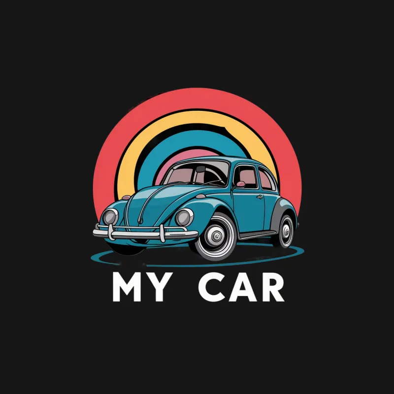 Vintage Car T-Shirt, Retro Beetle Car with Rainbow, Classic Car Lover Gift, Unisex Graphic Tee Female T-Shirt