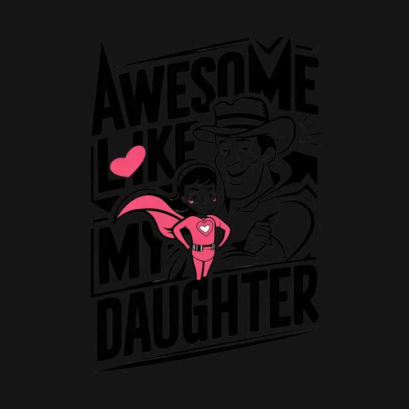 Father Daughter Love T-Shirt, Awesome Like My Daughter Graphic Tee, Family Matching Shirts, Dad's Gift Female T-Shirt