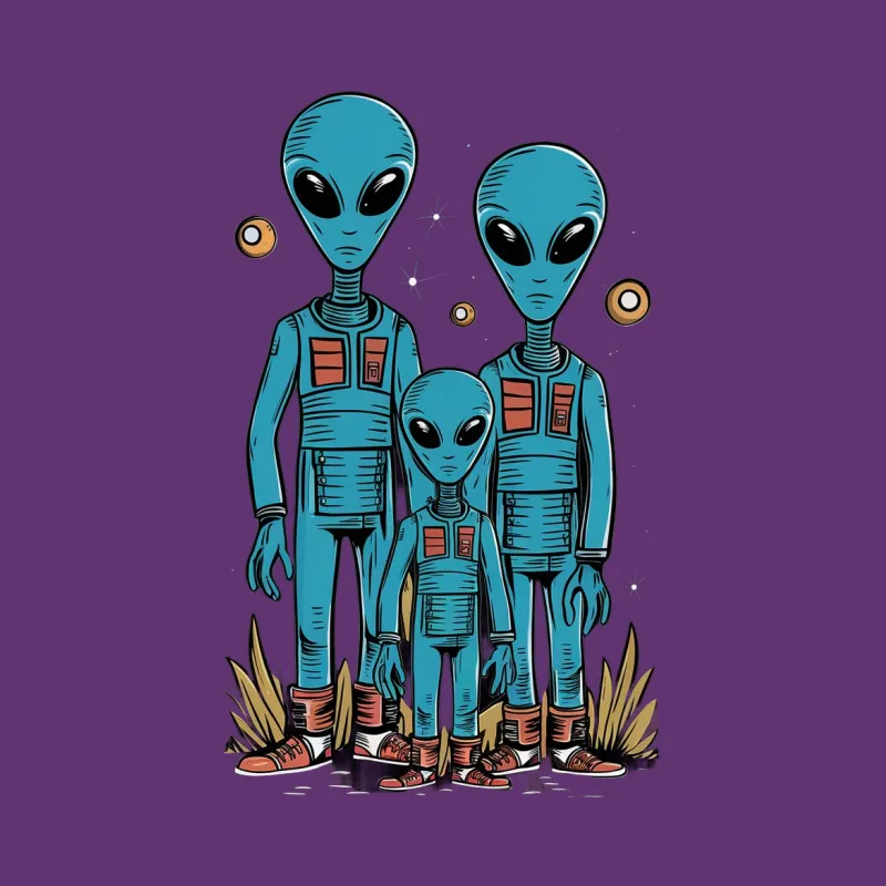 Alien Family T-Shirt, Cute Extraterrestrial Graphic Tee, Space Themed Family Apparel, Unisex T-Shirt Male T-Shirt