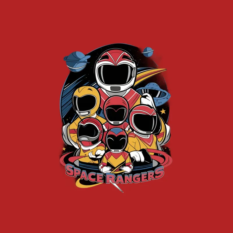 Space Rangers Graphic T-Shirt, Colorful Superhero Team Tee, Retro Cartoon Style Apparel, Unisex Adult and Kids Male T-Shirt