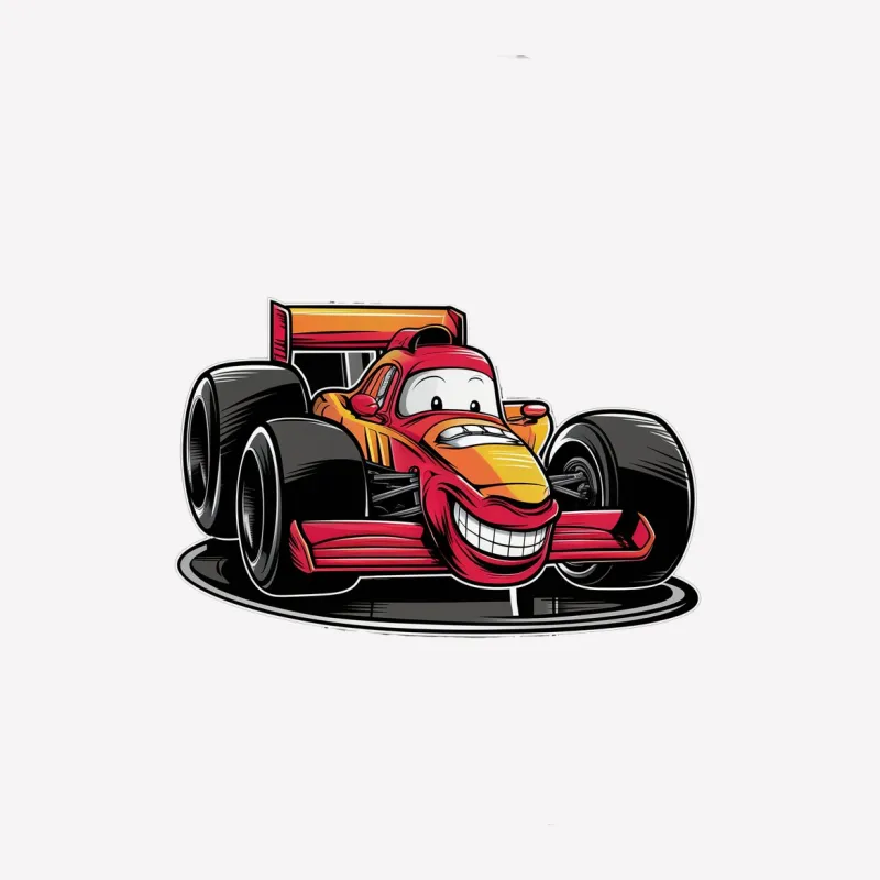 Cartoon Race Car T-Shirt, Fun Red Racing Car Graphic, Kids and Adults Casual Wear Male T-Shirt