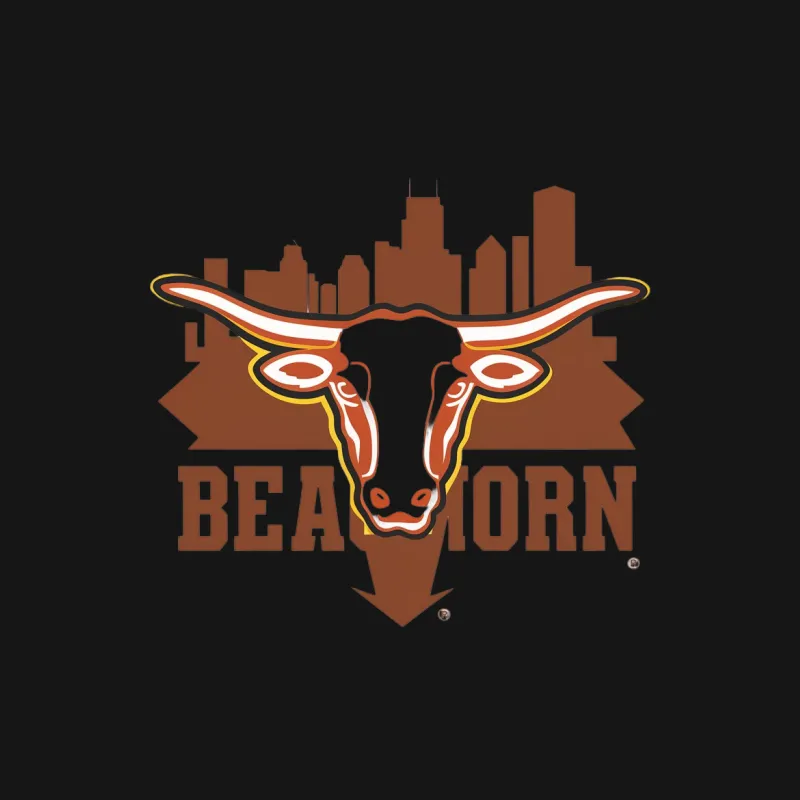 Longhorn Bull City Skyline Graphic T-Shirt, Urban Texas Cattle Design, Unisex Tee Male T-Shirt