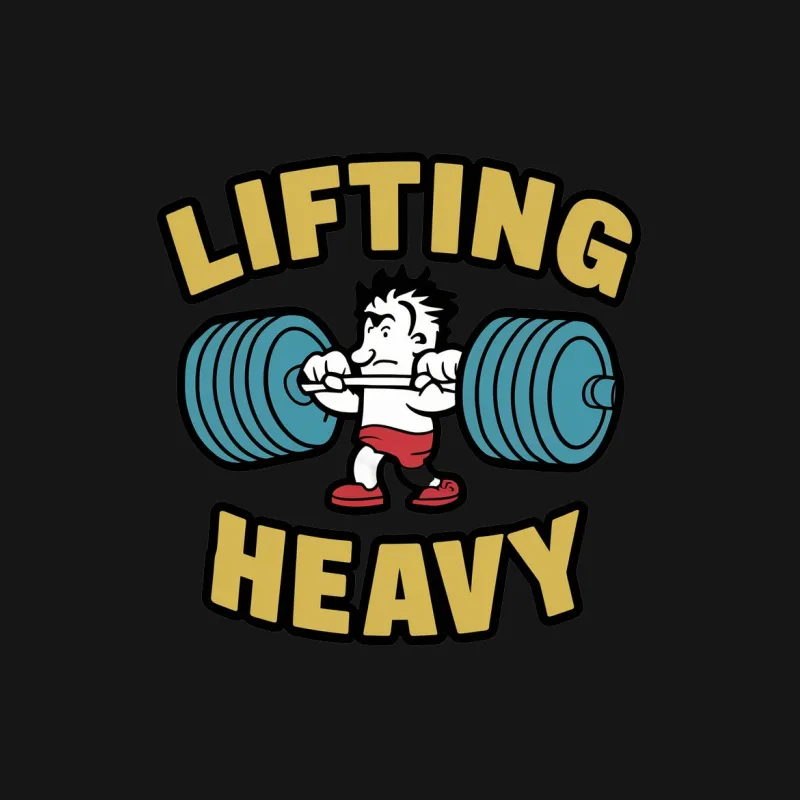 Weightlifting Heavy Gym T-Shirt, Fun Cartoon Weightlifter Graphic Tee, Fitness Apparel, Workout Clothing Female T-Shirt