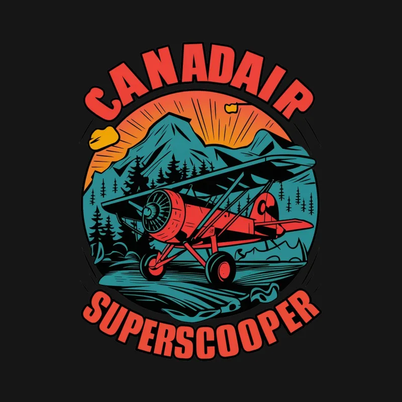 Vintage Canadair SuperScooper Plane T-Shirt, Retro Aviation Graphic Tee, Pilot Gift, Forest Firefighter Apparel Female T-Shirt