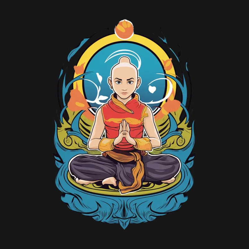 Airbender Yoga T-Shirt, Avatar Zen Meditation Graphic Tee, Unisex Adult Clothing, Spiritual Gift Idea Male T-Shirt