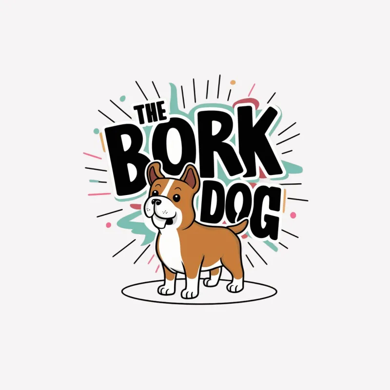 Cute Bulldog T-Shirt, The Bork Dog Cartoon Graphic, Fun Dog Lovers Tee, Unisex Adult Shirt Male T-Shirt