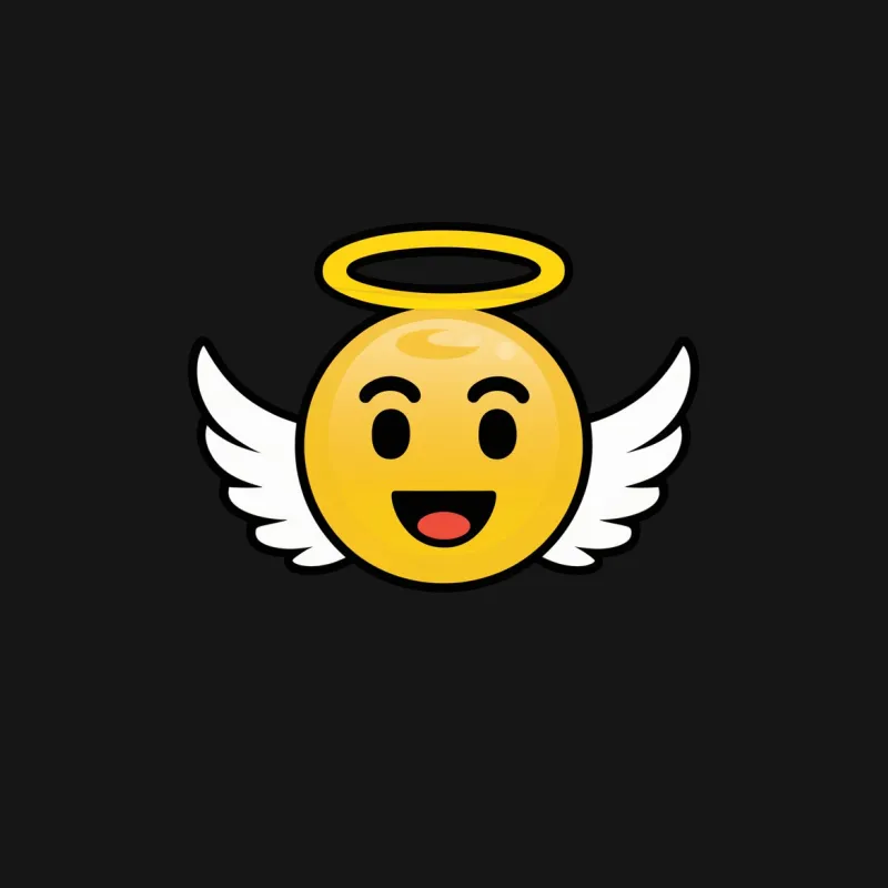 Angel Emoji T-Shirt, Cute Smiling Face with Halo and Wings, Unisex Casual Tee Female T-Shirt