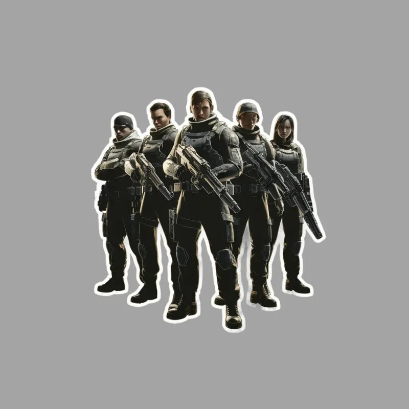 Sci-Fi Soldier Team T-Shirt, Futuristic Military Uniform, Full Squad Graphics, Unisex Adult Clothing Male T-Shirt