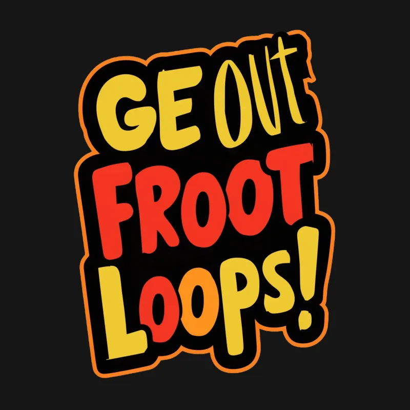 Bright Orange GE OUT FROOT LOOPS! Quote T-Shirt, Fun Bold Text Graphic Tee, Unisex Male T-Shirt