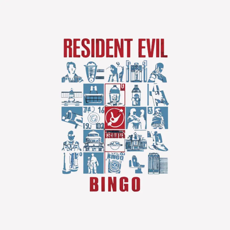 Resident Evil Bingo Graphic Tee, Video Game Inspired T-Shirt, Unique Gamer Gift, Fan Art Apparel Male T-Shirt