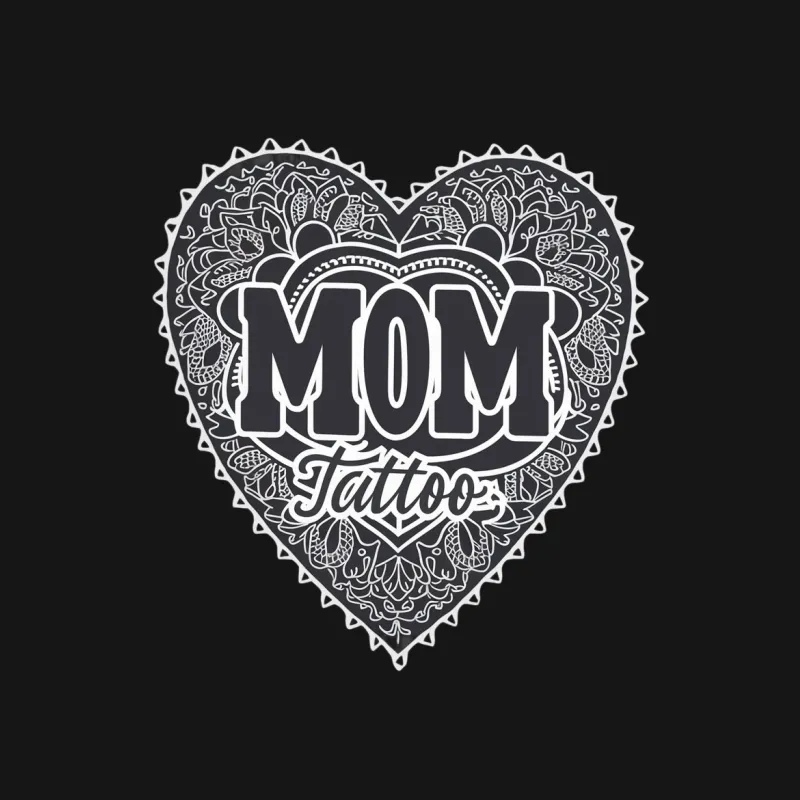 Mom Tattoo Heart Design T-Shirt, Vintage Style Mother's Love Tee, Unique Gift for Her Male T-Shirt