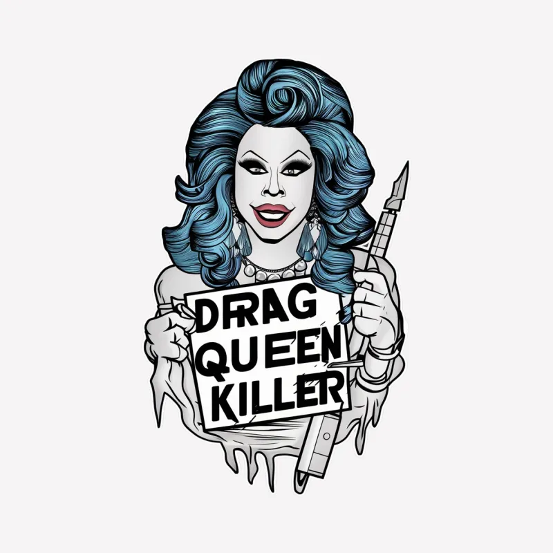 Drag Queen Killer Bold Graphic T-Shirt, Blue Hair Icon Tee, Unique Drag Queen Art, Fashion Statement Shirt Male T-Shirt