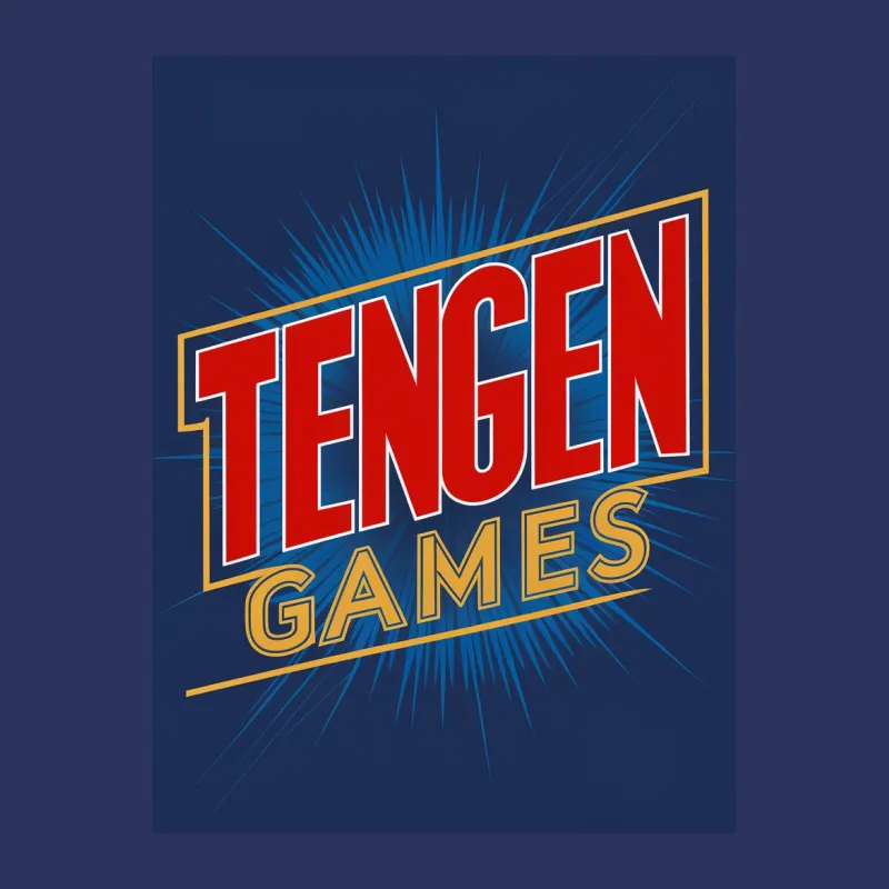 Retro Tengen Games Logo T-Shirt, Vintage Gaming Graphic Tee, Blue and Red, Gamer Gift Male T-Shirt