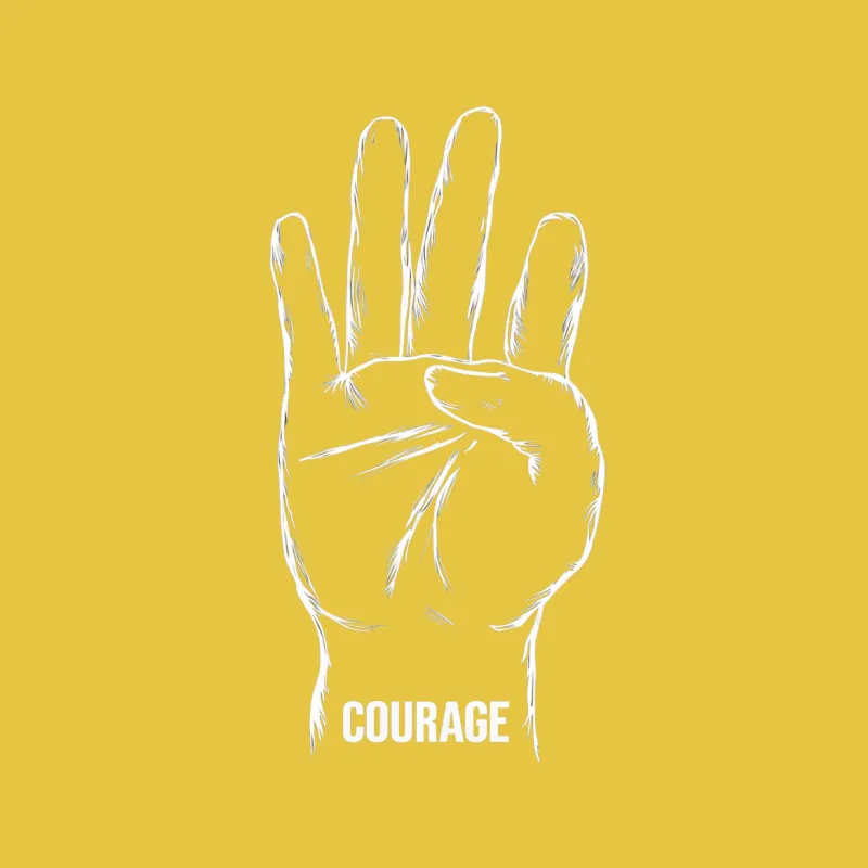 Black Courage Handprint Graphic T-Shirt, Bold White Text, Inspirational Apparel Male T-Shirt