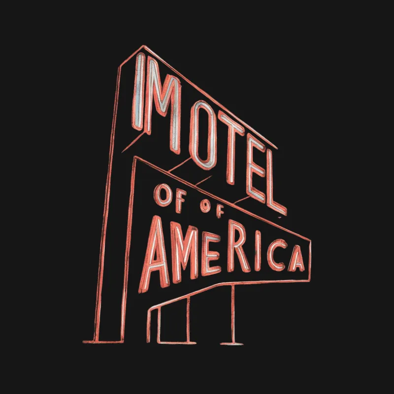 Vintage Motel of America Sign Graphic T-Shirt, Retro Roadside Tee, Unique Travel Inspired Design Male T-Shirt