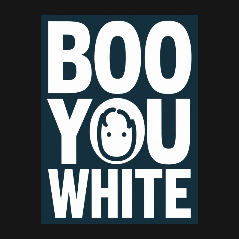 BOO YOU White Text on Navy Background, Halloween Ghost T-Shirt, Spooky Casual Top, Fall Season Apparel Female T-Shirt