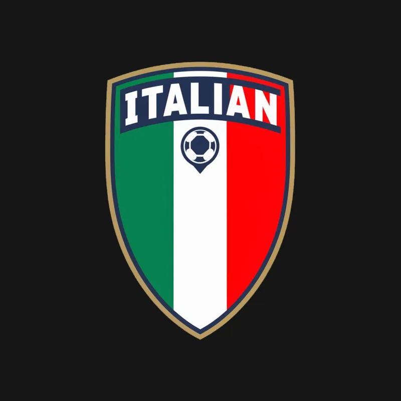 Italian Flag Shield Soccer Emblem T-Shirt, Italy Soccer Fan Tee, Patriotic Sports Apparel Male T-Shirt