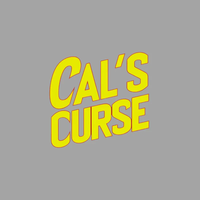 Yellow Cal's Curse Text Logo Graphic T-Shirt, Retro Style Bold Lettering Tee for Casual Wear Male T-Shirt