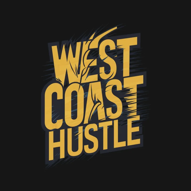 West Coast Hustle Yellow Graphic Sports T-Shirt, Casual Streetwear Tee, Bold Typography Design Shirt Male T-Shirt