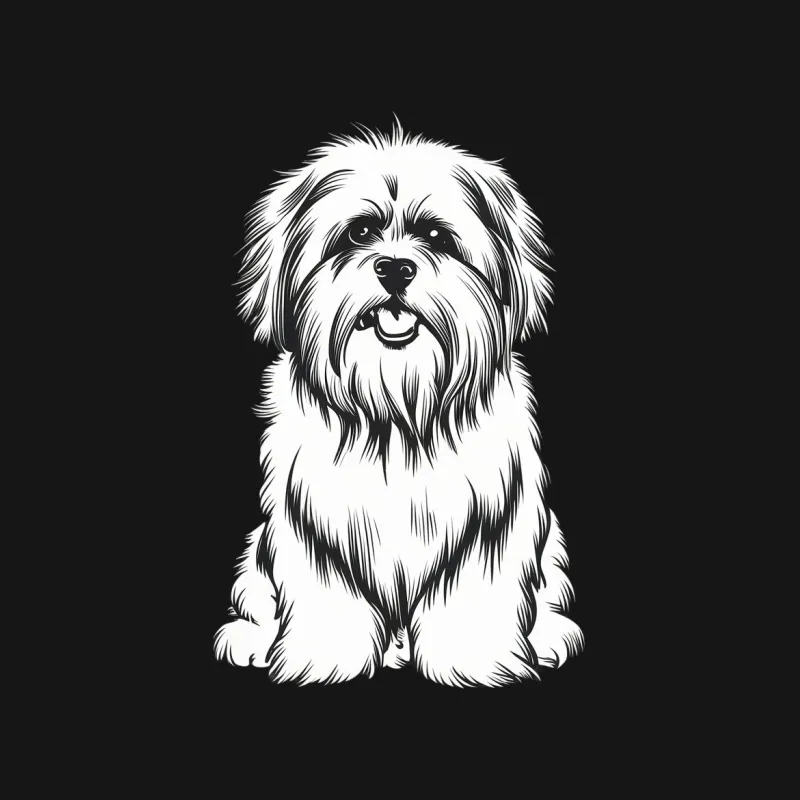 Cute Shih Tzu Dog T-Shirt, Black and White Graphic Tee, Pet Lovers Gift, Animal Illustration Top Female T-Shirt