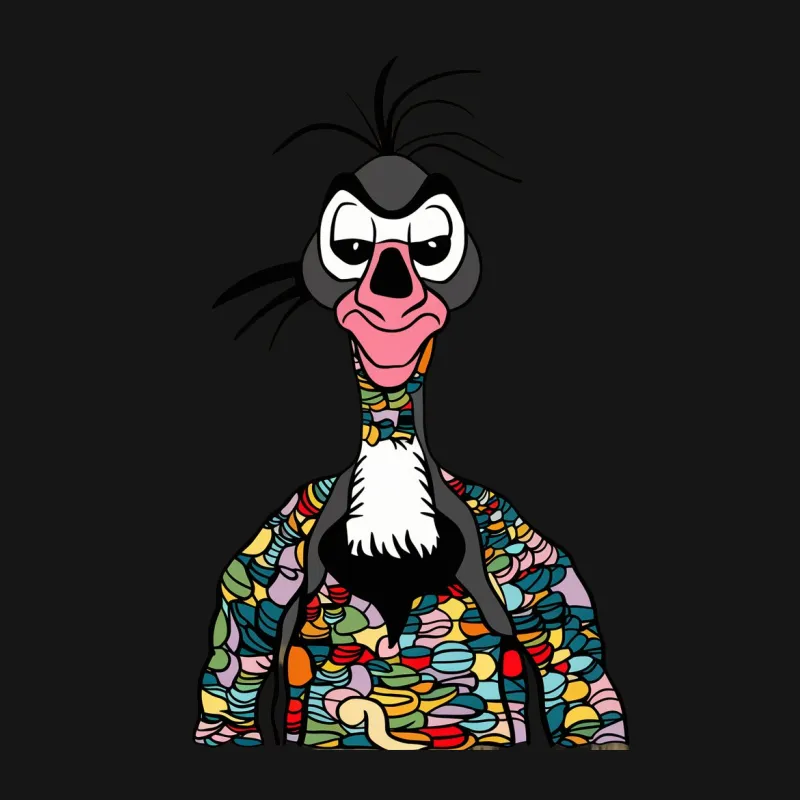 Colorful Cartoon Vulture T-Shirt, Quirky Animal Graphic Tee, Fun Bold Print Shirt Female T-Shirt