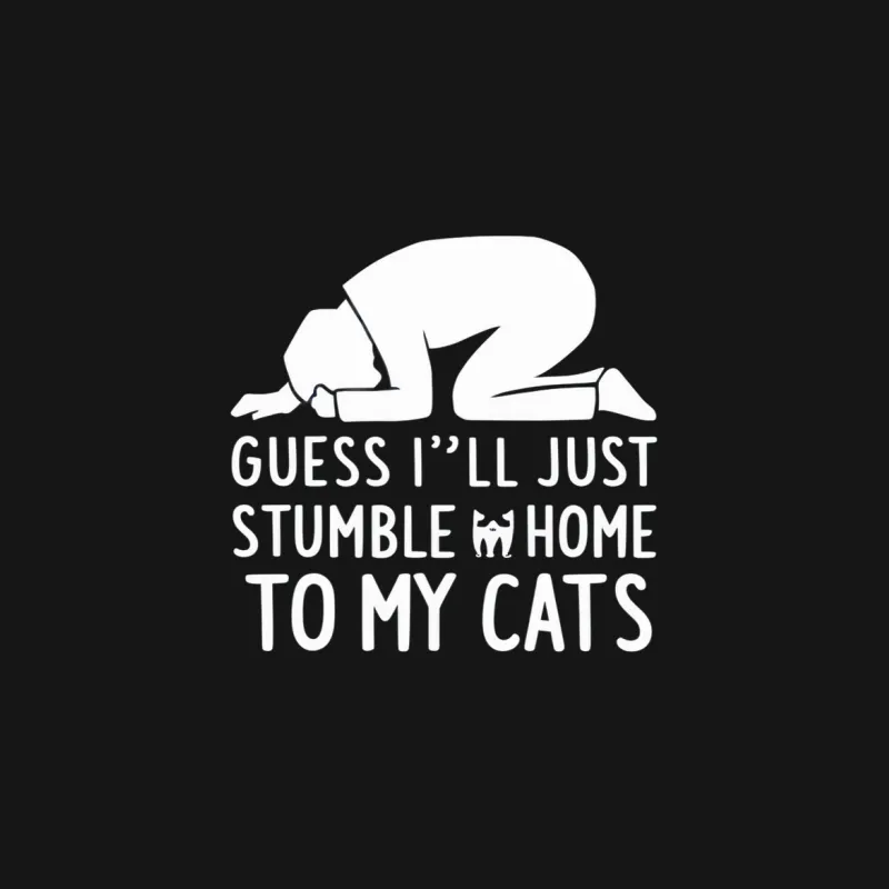 Funny Cat Lover T-Shirt - Guess I'll Stumble Home To My Cats - Cat Owner Gift Male T-Shirt