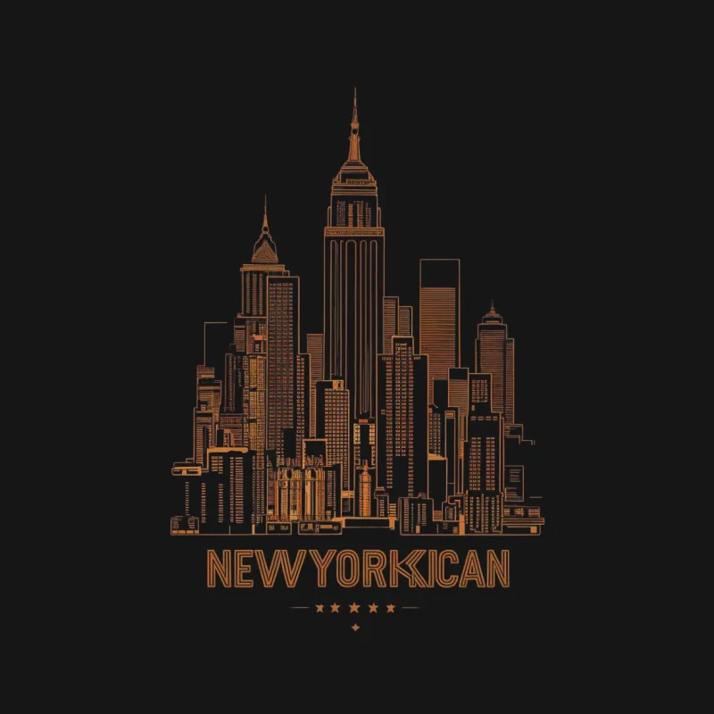 New Yorkican Cityscape T-Shirt, Urban Chic Graphic Tee, Iconic NYC Skyline Shirt Male T-Shirt