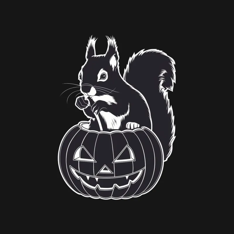 Halloween Squirrel Pumpkin T-Shirt, Spooky Autumn Graphic Tee, Unisex Fall Shirt Design Male T-Shirt