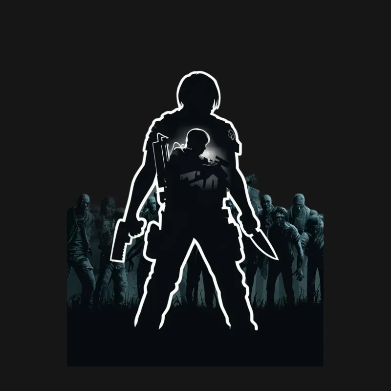 Zombie Hunter Silhouette T-Shirt, Graphic Tee for Horror Fans, Unique Gift Idea, Unisex Apparel Male T-Shirt