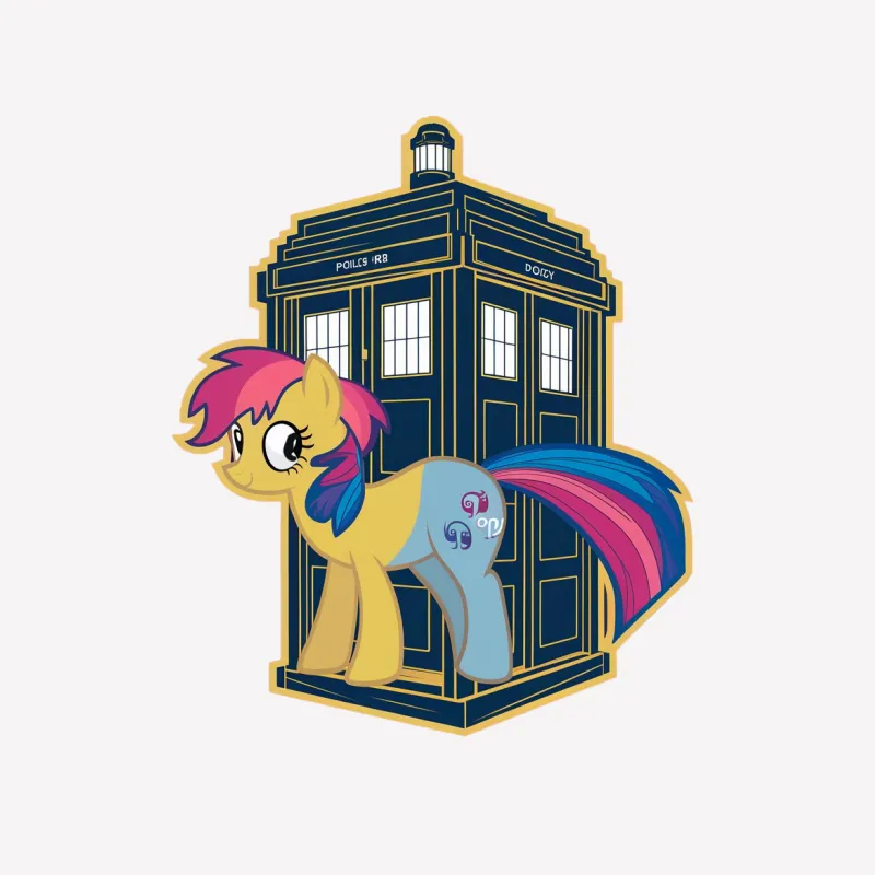 Doctor Who Tardis and My Little Pony Mashup T-Shirt, Cool Geeky Graphic Tee, Unisex Adult Sizes Male T-Shirt