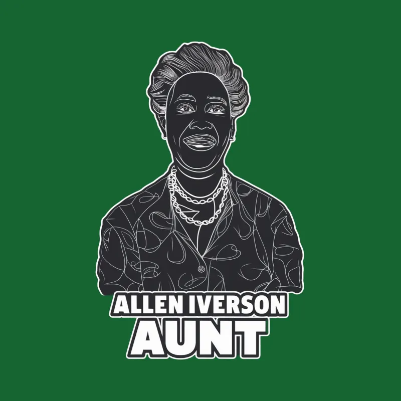 Allen Iverson Aunt Graphic T-Shirt, Vintage Style Monochrome Tee, Unisex Casual Shirt for Fans Male T-Shirt