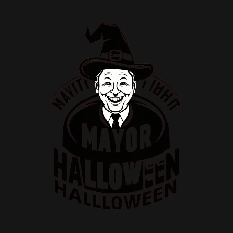 Vintage Mayor Halloween Night Black and White Graphic T-Shirt, Unisex Holiday Shirt, Witch Hat Design Tee Male T-Shirt